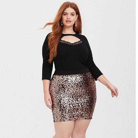 Torrid MINI SEQUIN SKIRT, size 2, Rose gold/ black - Picture 1 of 9